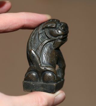 Antique Chinese Heavy Bronze Foo Dog Chop Seal,  Qing Dynasty,  19th Century.
