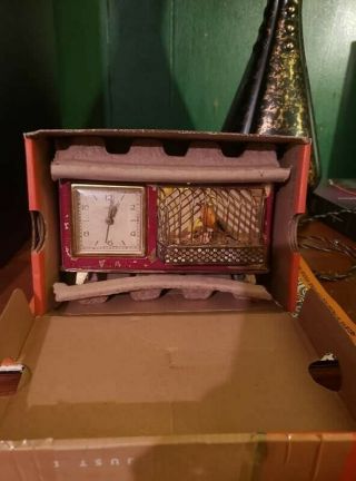 1960 ' s Singing Bird Cage Music Box Alarm Clock Vintage Very Rare 2