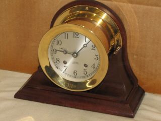 Chelsea Vintage Ships Bell Clock 4 1/2 " Model Hinged Bezel 1977 Restored