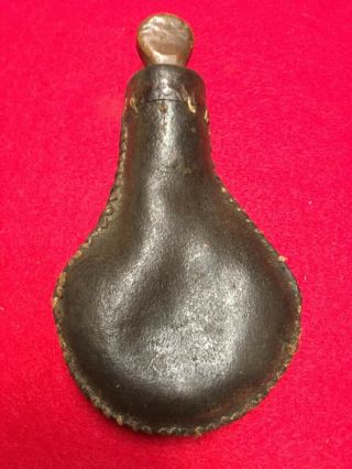 Early 1800’s Brown Leather Powder Flask