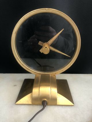 1950 ' s Jefferson GOLDEN HOUR Electric Clock Shelf / Mantle 580 - 101 RUNNING Deco 3