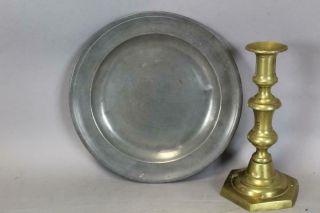 Rare Signed 18th C English Pewter 8 1/4 " Reeded Brim Plate London England C 1730