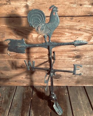 Vintage Barn Topper Rooster/cock Weathervane Very Rare Patina 