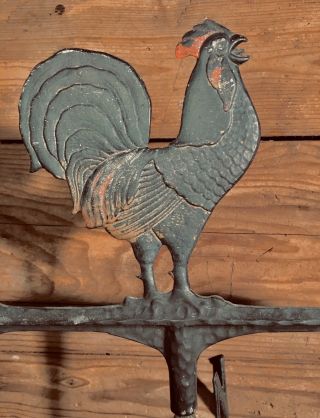 Vintage Barn Topper Rooster/Cock Weathervane VERY RARE Patina ' d Colors 3
