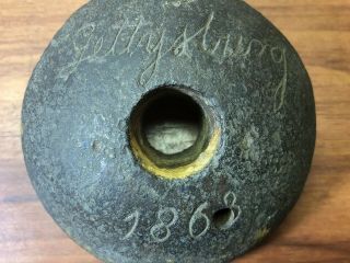 Vintage 1863 Gettysburg,  PA.  Civil War Shot Cannon Ball Relic Fragment Souvenir 2