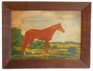 Late 1800s Aafa Folk Art Naive Country Primitive Horse Painting