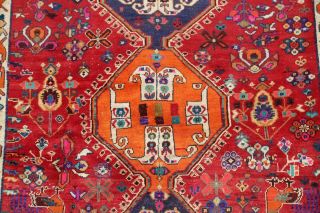 Vintage One - of - a - Kind Animal Pictorial Kashkoli Persian Tribal RED Wool Rug 5x7 5