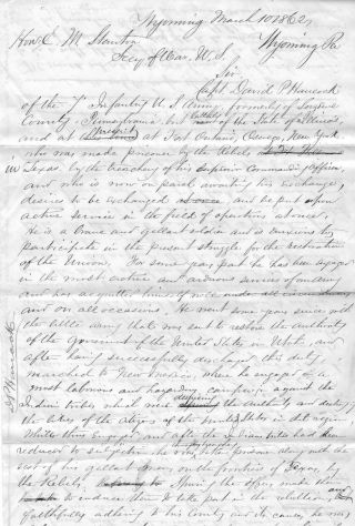 7th Infantry Civil War Pow,  Fought In Mormon War,  Gettysburg,  Appeals To Stanton
