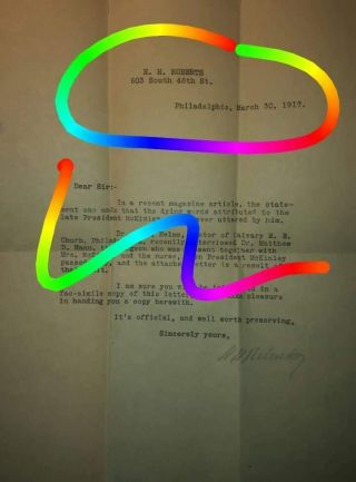 25th President Mckinley Assassination,  Dr.  Matthew Mann Signed Letter Last Words