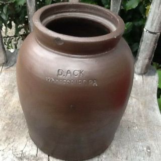 Antique D Ack Stoneware Crock Mooresburg Pa Half Gallon Bulbous Jar