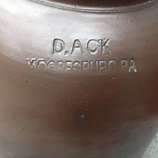 Antique D Ack Stoneware Crock Mooresburg Pa Half Gallon Bulbous Jar 3