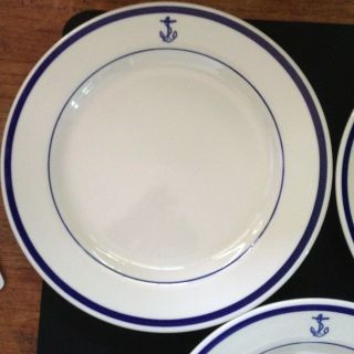 3 Homer Laughlin US NAVY FOULED ANCHOR Dinner Plates OFFICERS MESS WARDROOM 3