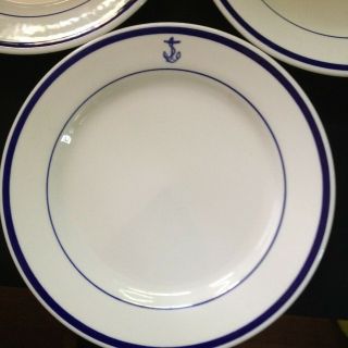 3 Homer Laughlin US NAVY FOULED ANCHOR Dinner Plates OFFICERS MESS WARDROOM 4