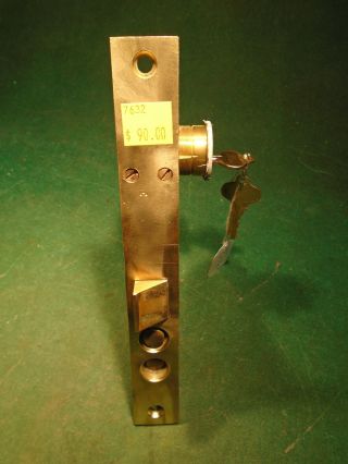 Penn 9300 Push Button Brass Entry Mortise Lock W/keys 7 3/4 " Faceplate (7632)