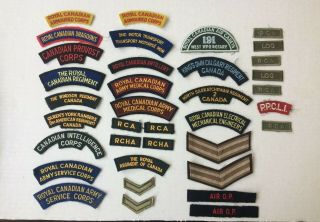 36 Vintage Ww2 Canadian Military Army Patches,  Dragoons,  Medical Corps & Others