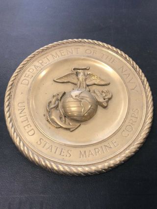 Usmc Marine Corps Rare Solid Brass Heavy Eagle Globe Anchor Emblem