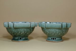 Pair Antique Chinese Celadon Porcelain Bowls/vessel.