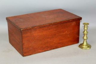 A Rare 19th C Enfield Ct Shaker Sewing Box In Best Red Stain & Varnish