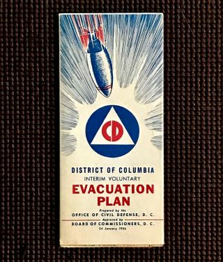 Rare Cold War Era Map Of Washington Dc Evacuation Of City Nuclear Bomb Cover
