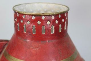 FANTASTIC EARLY 19TH C TIN TOLE RED PAINTED DOUBLE BOUILLOTE CANDLE HOLDER 11