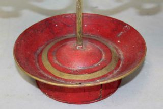 FANTASTIC EARLY 19TH C TIN TOLE RED PAINTED DOUBLE BOUILLOTE CANDLE HOLDER 3
