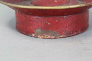 FANTASTIC EARLY 19TH C TIN TOLE RED PAINTED DOUBLE BOUILLOTE CANDLE HOLDER 6