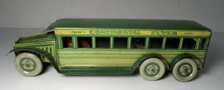 Vintage Tin Windup Strauss Green 57 Continental Flyer Bus 4