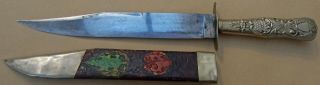 Patriotic USA ETCHING Antique BOWIE KNIFE Edward BARNES & Sons Sheffield 2