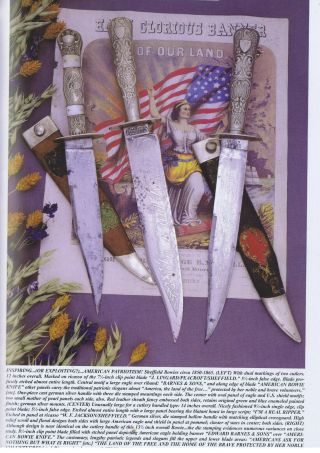 PUBLISHED Patriotic USA ETCHED Antique BOWIE KNIFE E.  BARNES & Sheffield 12