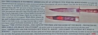 PUBLISHED Patriotic USA ETCHED Antique BOWIE KNIFE E.  BARNES & Sheffield 2