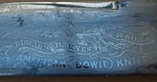 PUBLISHED Patriotic USA ETCHED Antique BOWIE KNIFE E.  BARNES & Sheffield 6