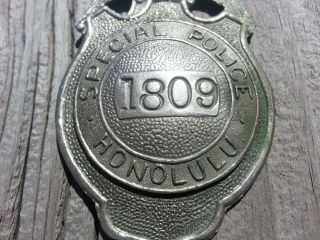 Obsolete Vintage 1930s type Special Police Honolulu Badge Hawaii Full size 1809 2