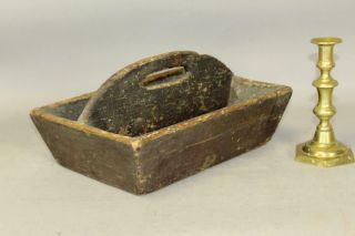 Great Early 19th C Ct Knife Box In The Best Grungy Spanish Brown Paint