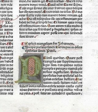 1rare Leaf 1483 Incunabula Latin Bible,  Multi - Colored Initials,  Textual Variant
