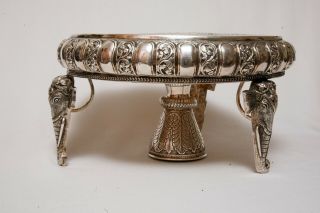 Silver Centerpiece Pedestal Fruit bowl hand chased Quality Indian 12