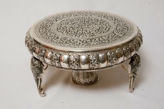 Silver Centerpiece Pedestal Fruit Bowl Hand Chased Quality Indian