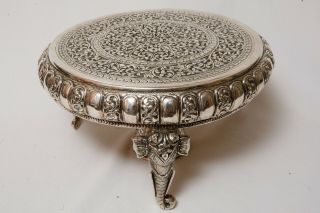 Silver Centerpiece Pedestal Fruit bowl hand chased Quality Indian 2