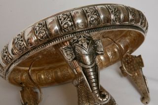 Silver Centerpiece Pedestal Fruit bowl hand chased Quality Indian 4