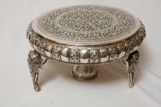 Silver Centerpiece Pedestal Fruit bowl hand chased Quality Indian 7