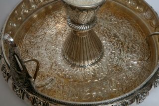 Silver Centerpiece Pedestal Fruit bowl hand chased Quality Indian 8