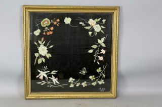 An Extremely Fine Dated 1905 Pa Needlework Theorem With Flowers & Butterfly