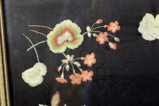 AN EXTREMELY FINE DATED 1905 PA NEEDLEWORK THEOREM WITH FLOWERS & BUTTERFLY 4