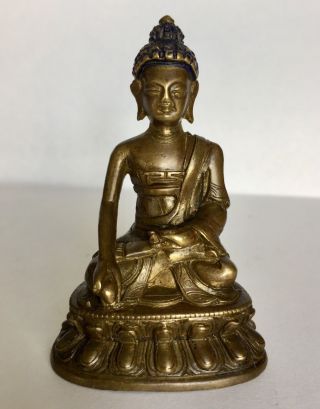 Late 19th Century Antique Sino - Tibetan Buddhist Bronze Statue Of Bhaisajyaguru