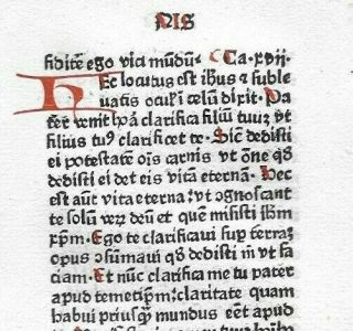 1 Leaf 1480 Incunabula Latin Medieval Bible 2 Red Initials,  Nt Textual Variant
