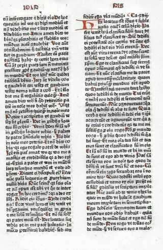 1 Leaf 1480 Incunabula Latin Medieval Bible 2 Red Initials,  NT Textual Variant 2