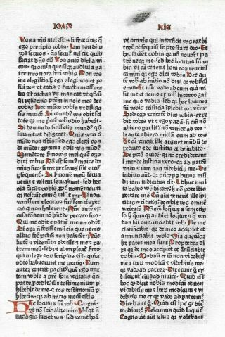 1 Leaf 1480 Incunabula Latin Medieval Bible 2 Red Initials,  NT Textual Variant 3