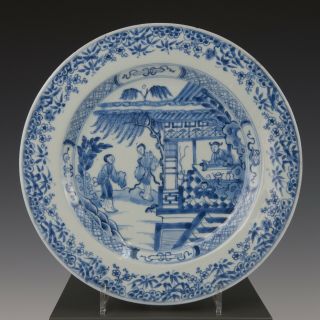 Chinese B&w Plate,  " Romance Of Western Chamber ",  18th Ct.