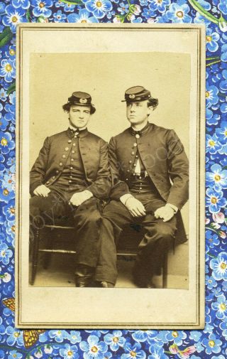 Two Civil War Soldiers Brothers? Haven Connecticut Backmark Cdv