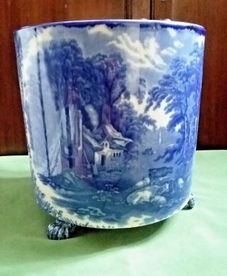 Footed Staffordshire Jardiniere; Booths Rural Country Scene In Blue&white