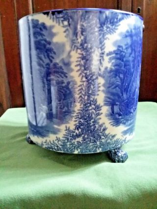 Footed Staffordshire Jardiniere; Booths Rural Country Scene in Blue&White 2